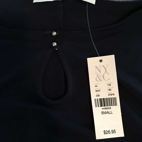 NY& Co. Navy Dress Tank with keyhole - Picture 3 of 3